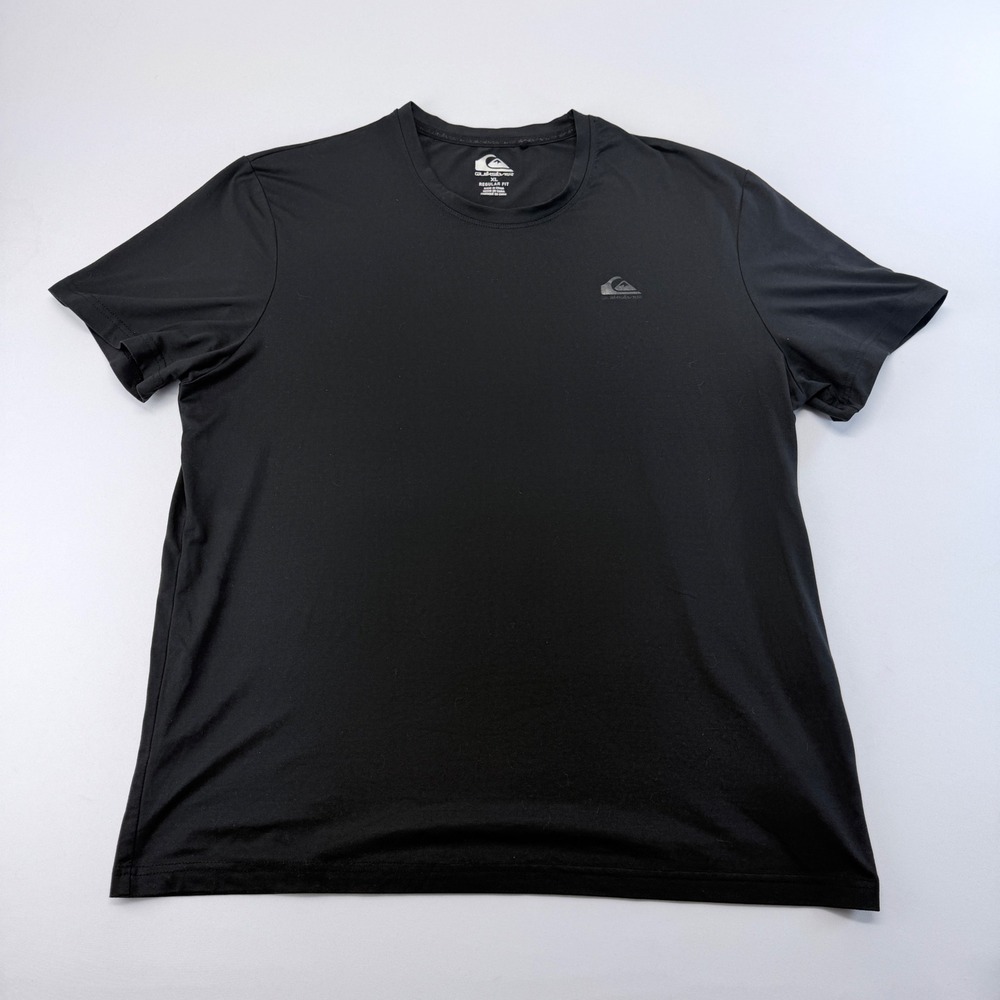 Quiksilver Mens Performance T-Shirt Black XL Regular Fit Crew Neck Stretch